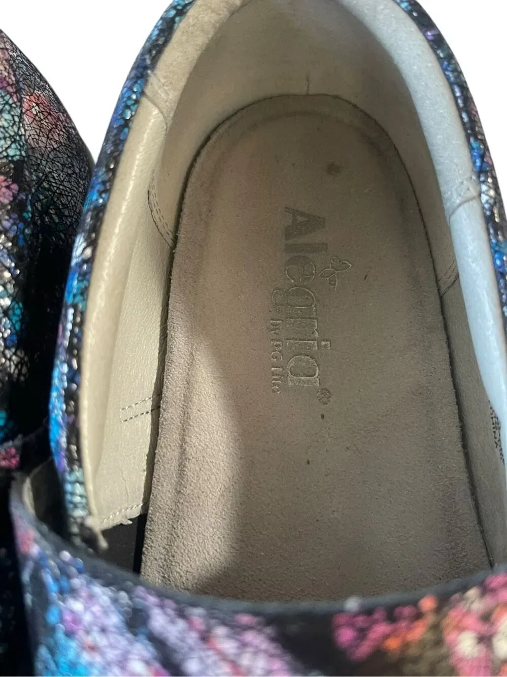 Alegria Lauryn Womens Multicolor Feather Print Loafer Comfort Shoes Size 42